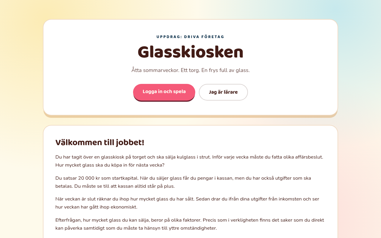 Skärmdump av Glasskiosken